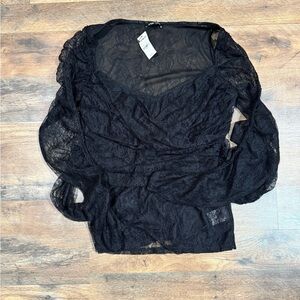 Express Black Lace Blouse